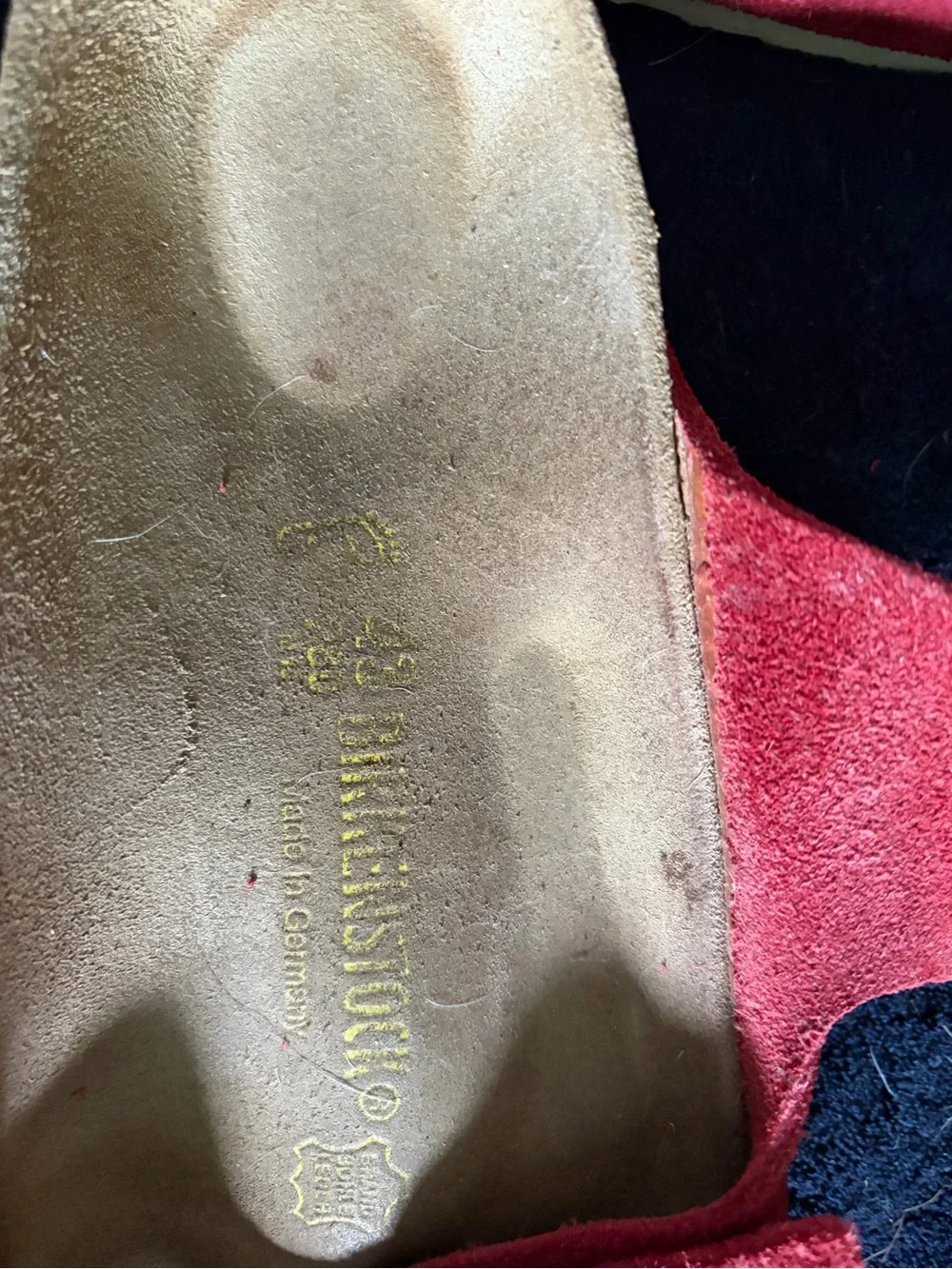 Birkenstock unisex Red Suede Double Strap Sandals